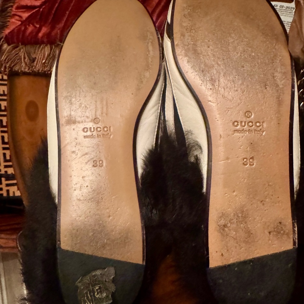 Gucci Zebra Stripe Mules with Gold Detail - Picture 8 of 8